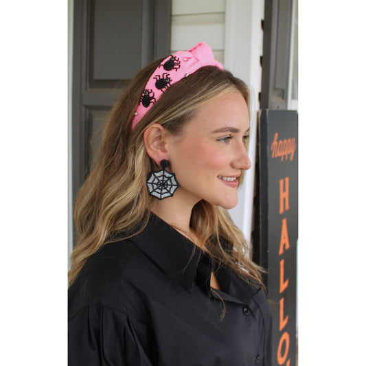 Spider Detail Headband, Pink/Black