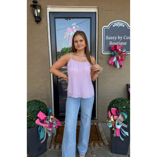 Lulu Pleated Cami Top, Lavender
