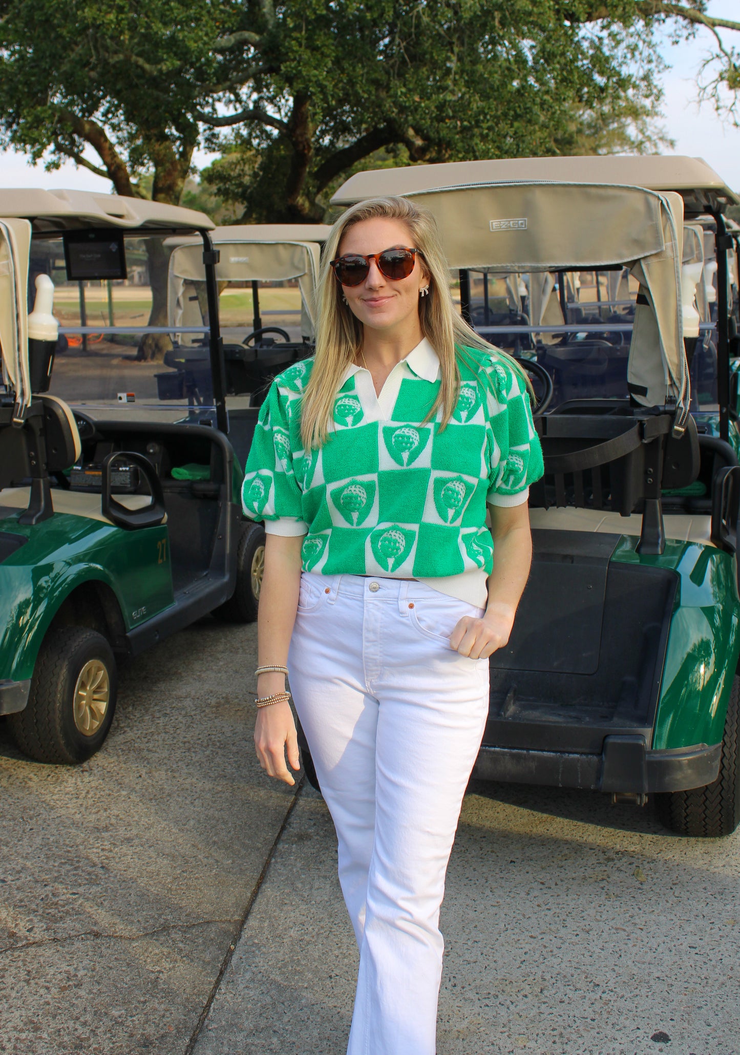 Ace Checkered Sweater, Kelly Green/White