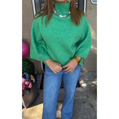 Ellison Mockneck Sweater, Apple Green