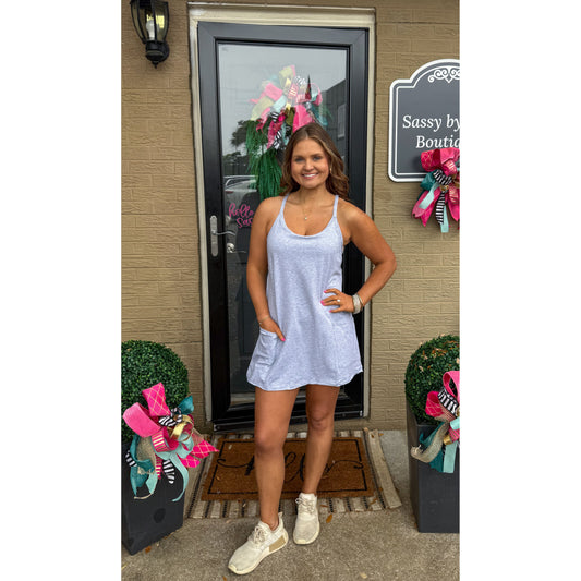 Grey Romper Athleisure Dress