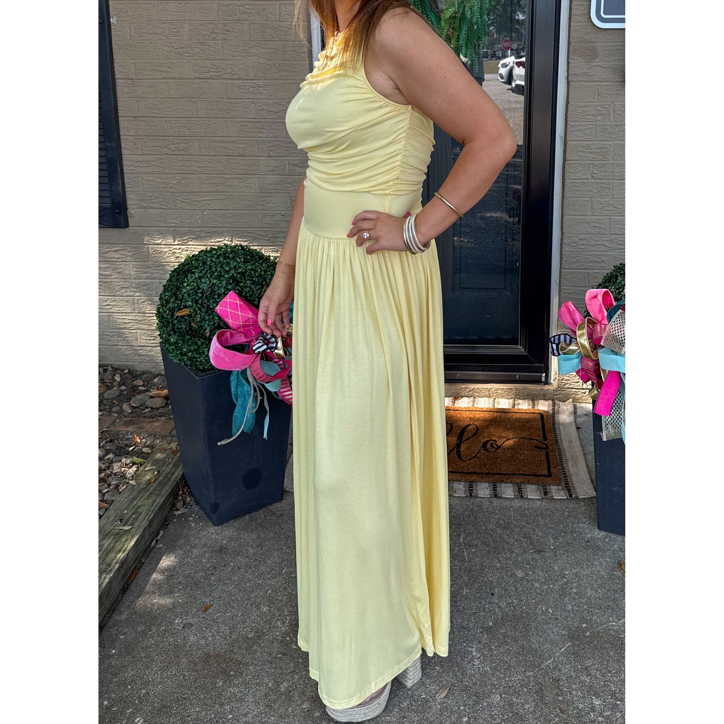 Sunshine Detail Maxi Dress, Butter Yellow