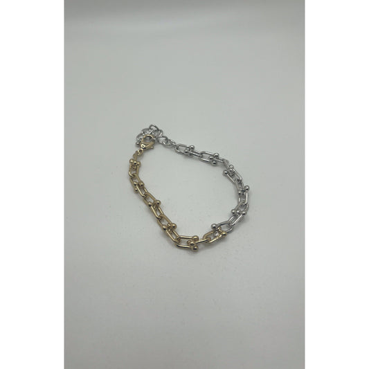 Two Tone Chain Link Bracelet, Silver/Gold