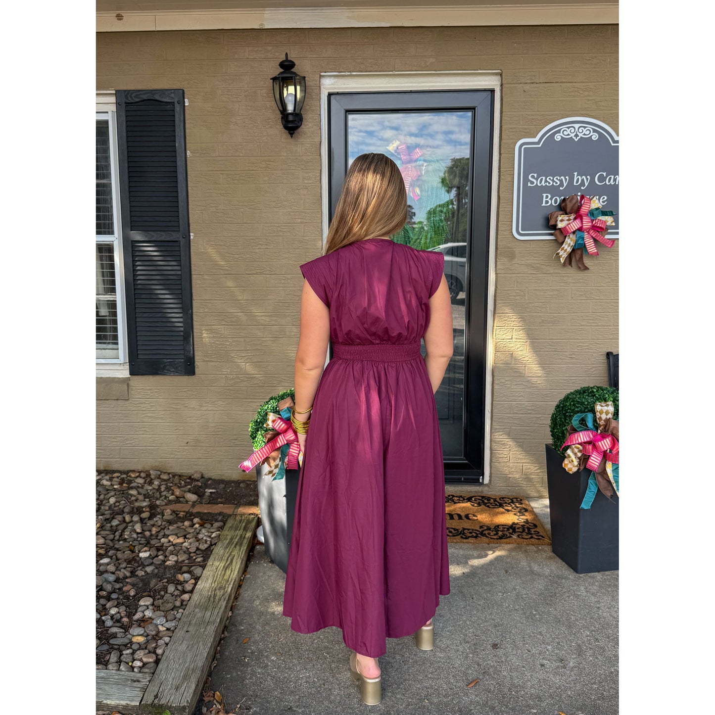 Annie Midi Dress, Burgundy