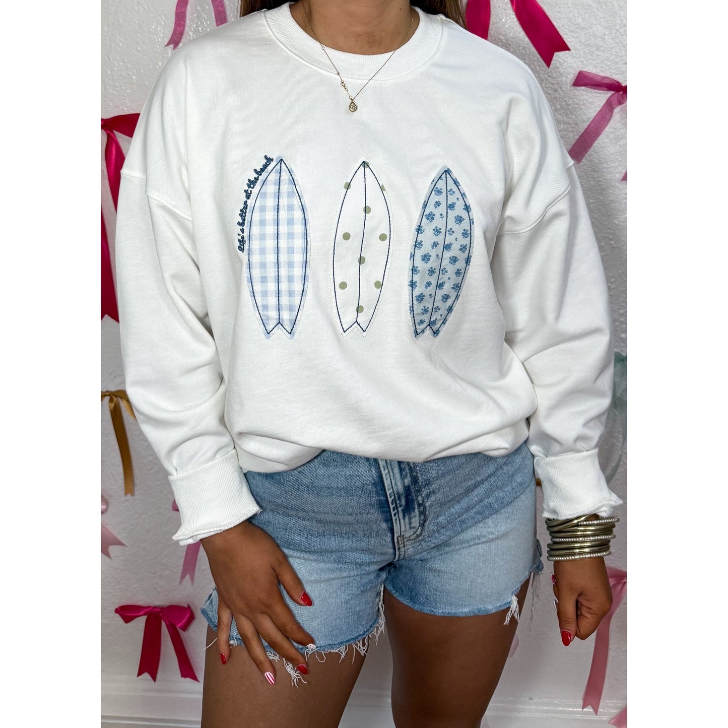 Surfs Up Sweatshirt, White Multi