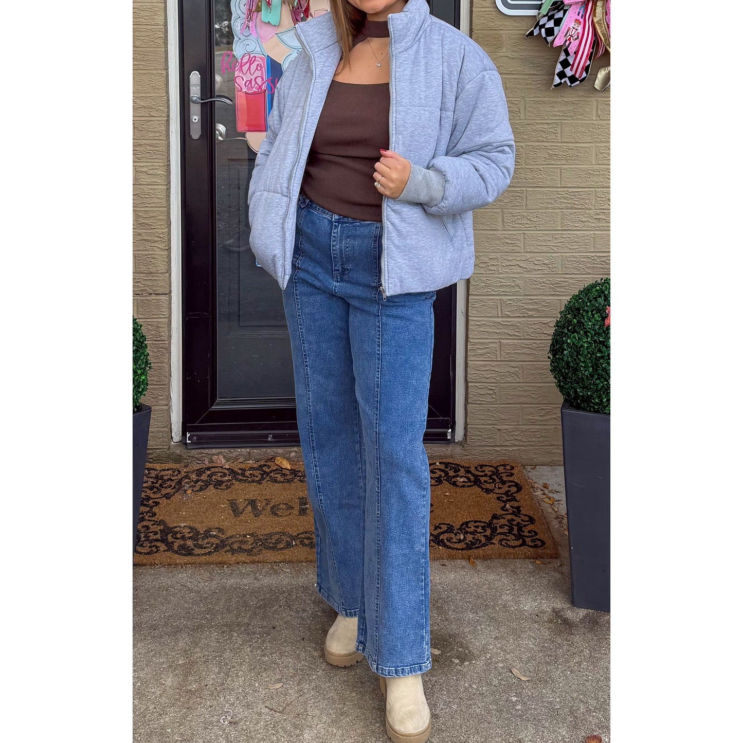 Heather Gray Puffer Jacket