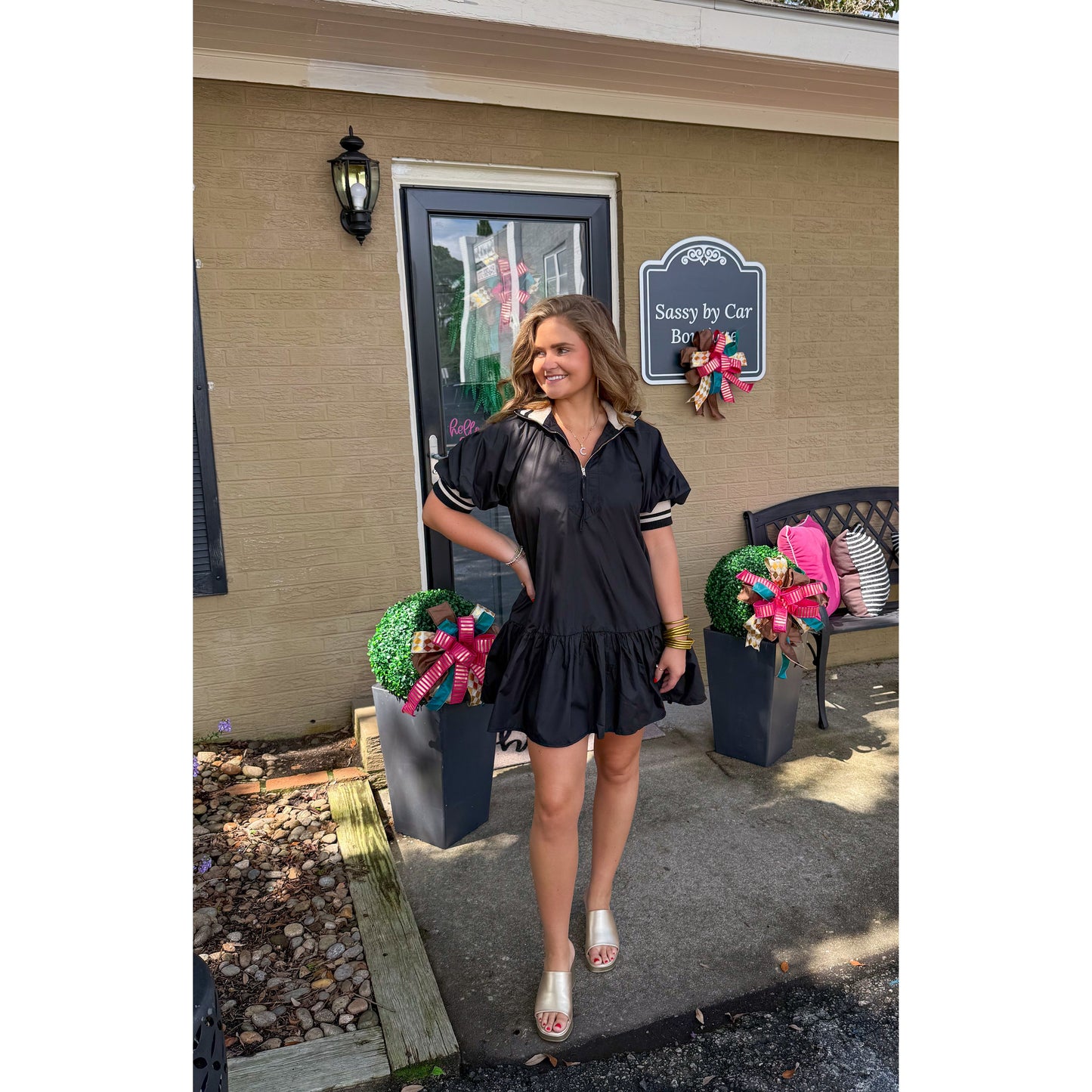 Kenny Mini Dress, Black/Taupe