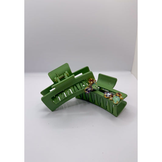 Green Jeweled Claw Clip