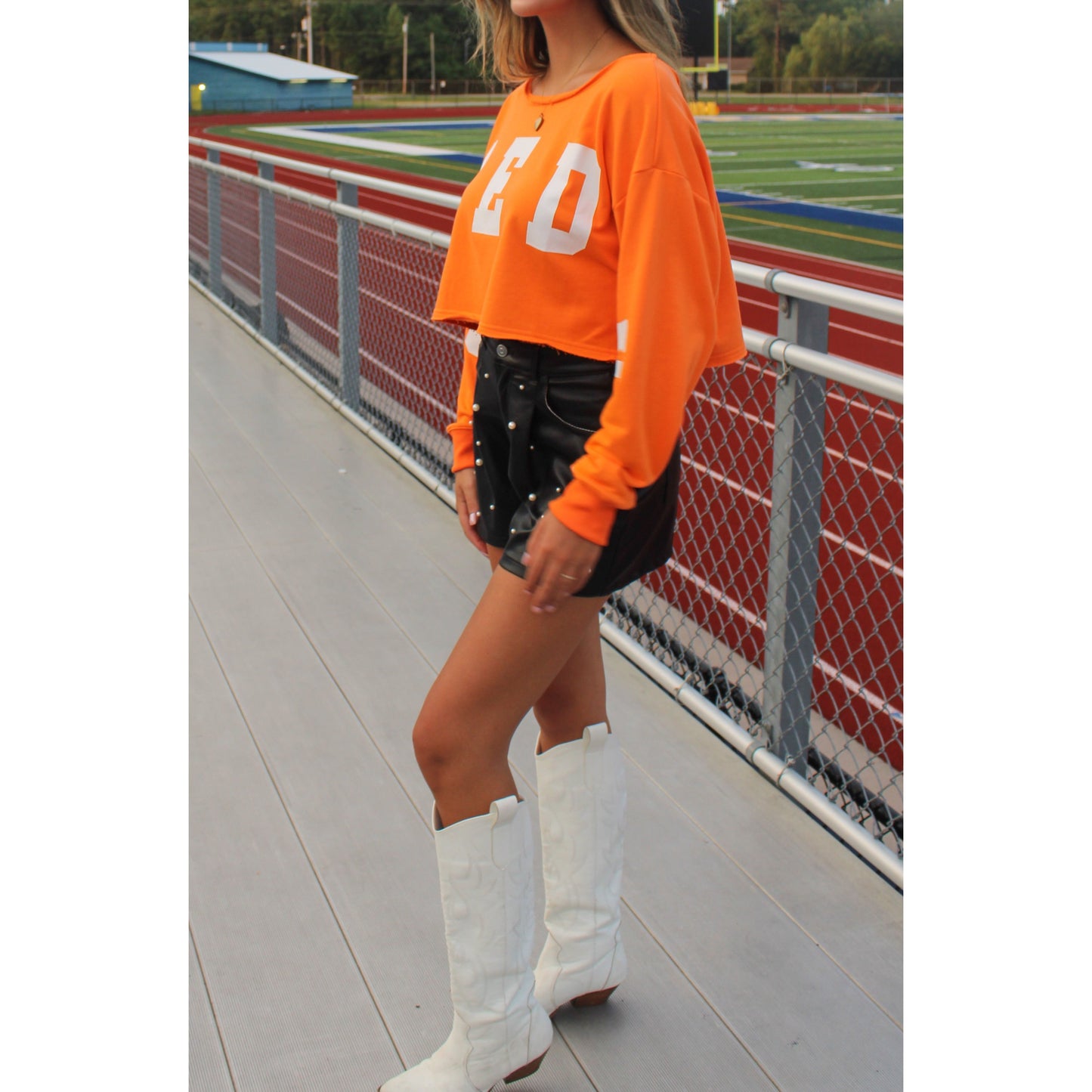 Game Day Crop Top, Orange/White