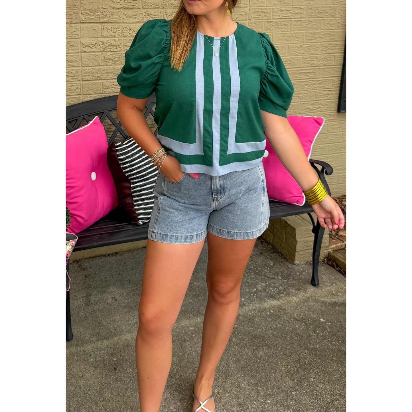Lilly Blouse, Green/Blue