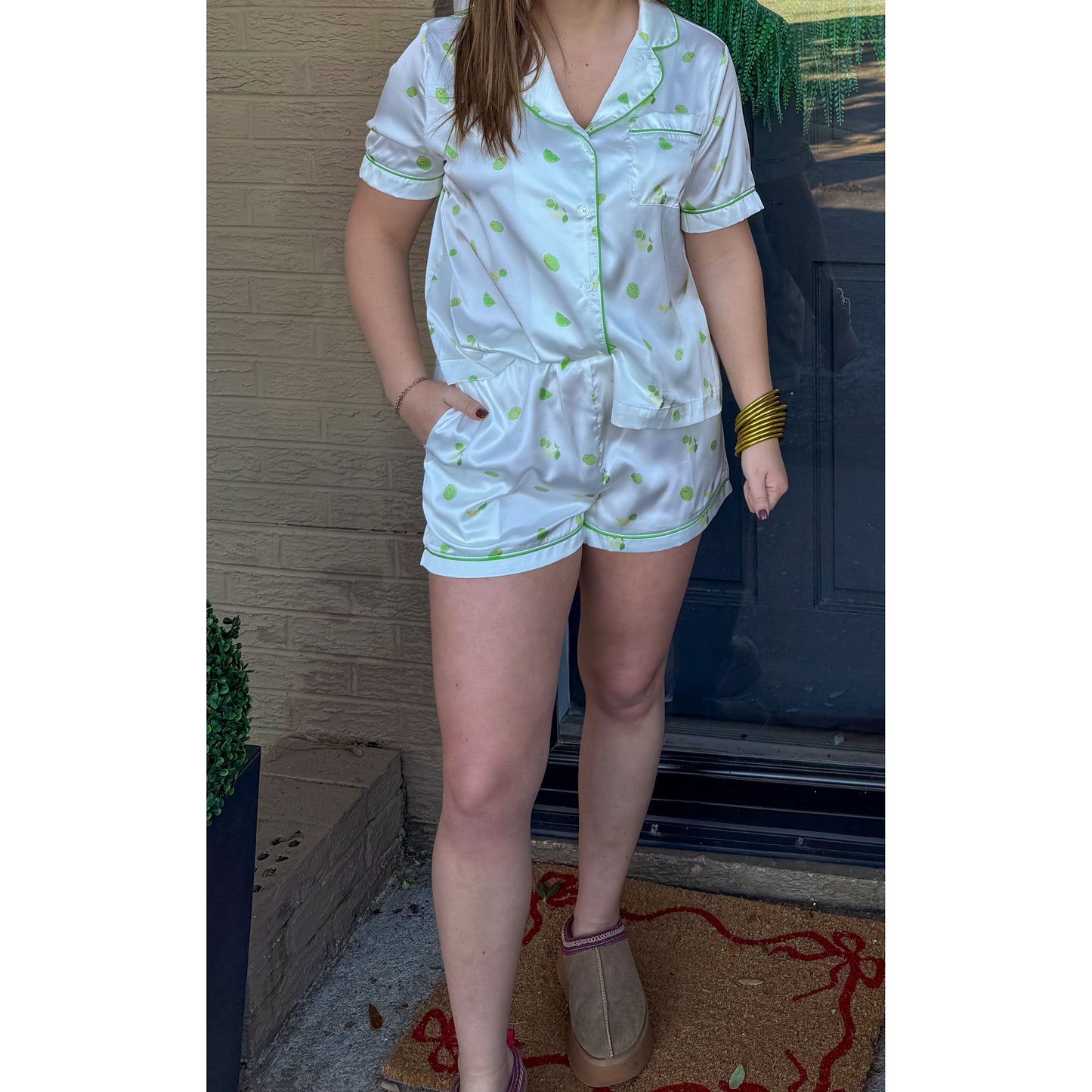 Graphic Detail PJs, Green/White