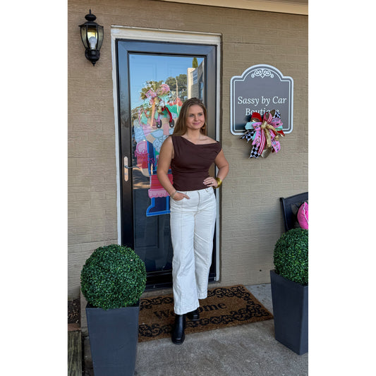 Asymmetrical Top, Chocolate Brown