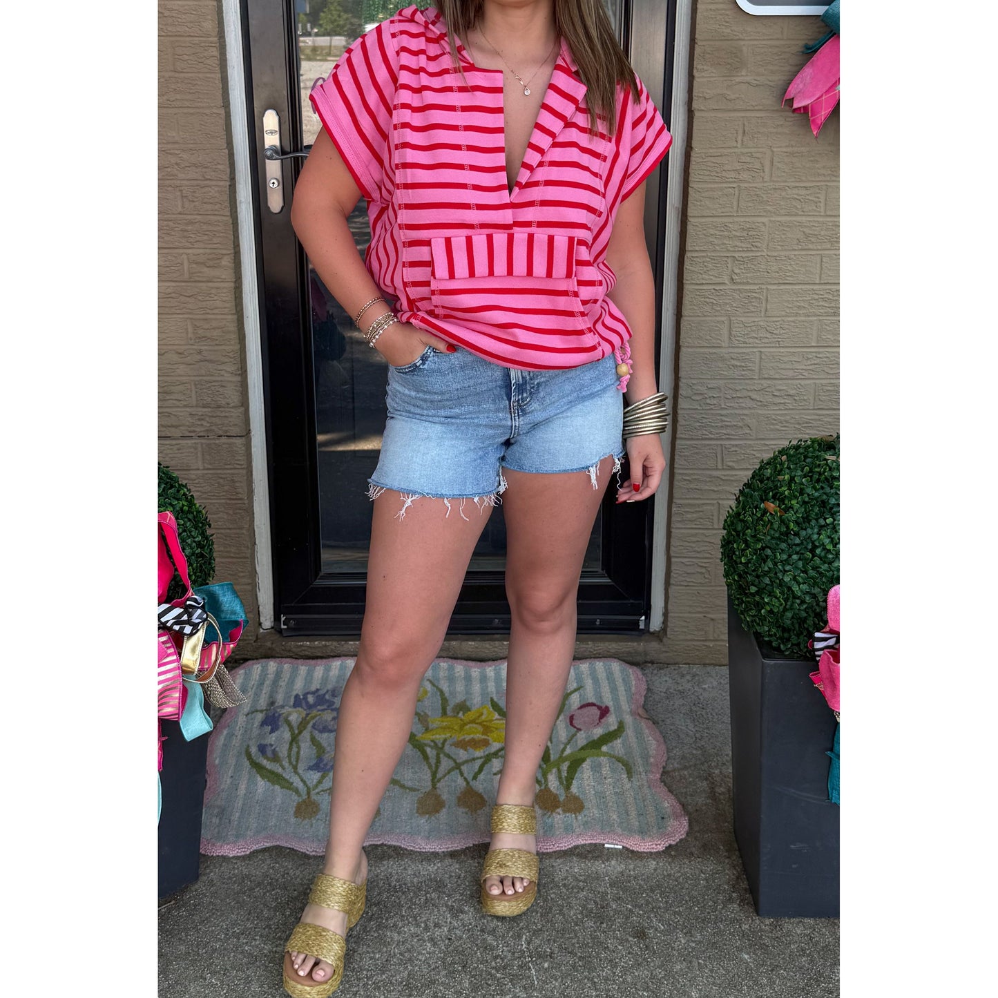 Pink/Red Stripe Top