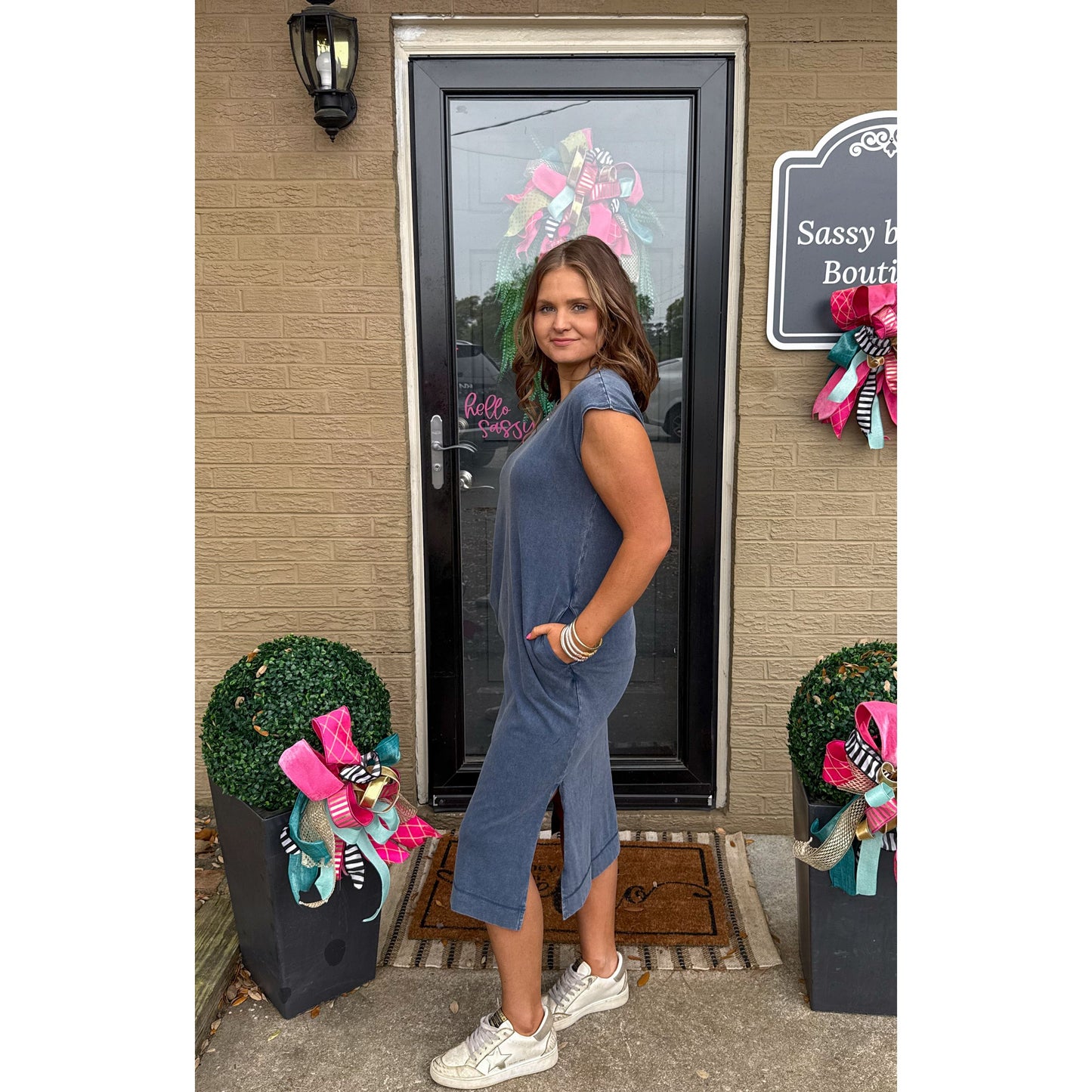 Fable Navy Midi Dress