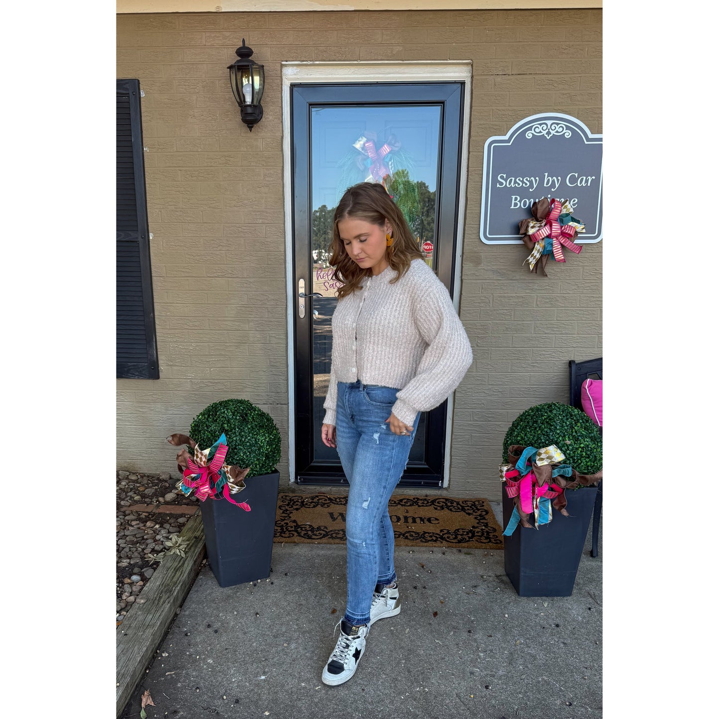 Fuzzy Cardigan, Taupe