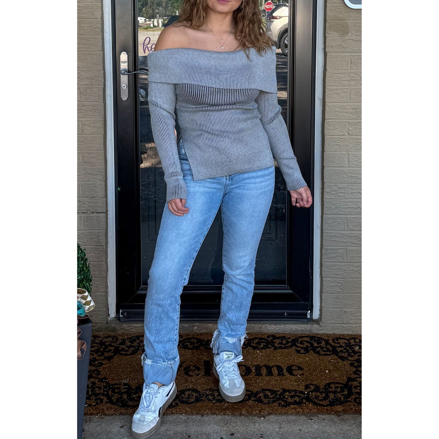 Maddie OTS Sweater, Grey