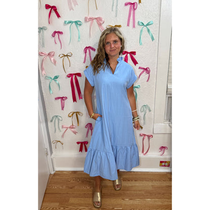 Belle Midi Dress, Sky Blue
