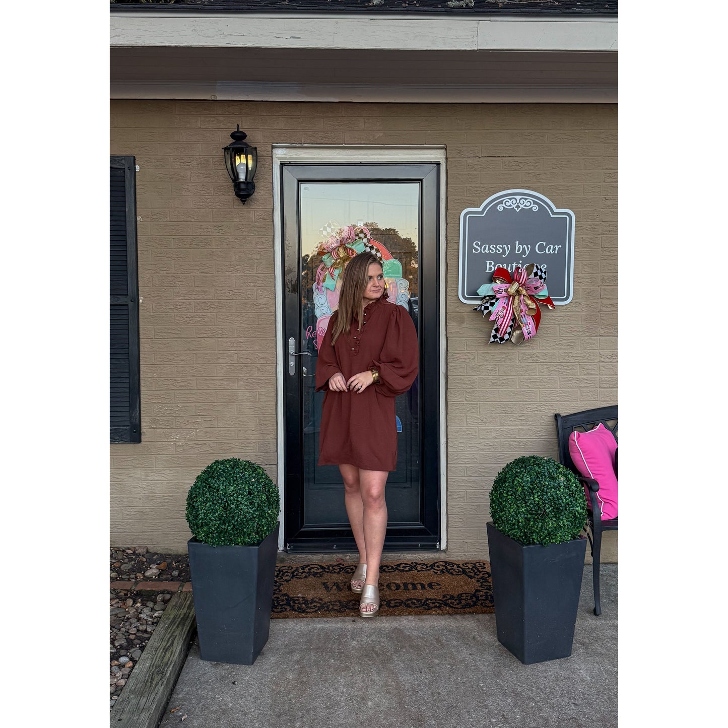 Ryleigh Mini Dress, Chocolate Brown