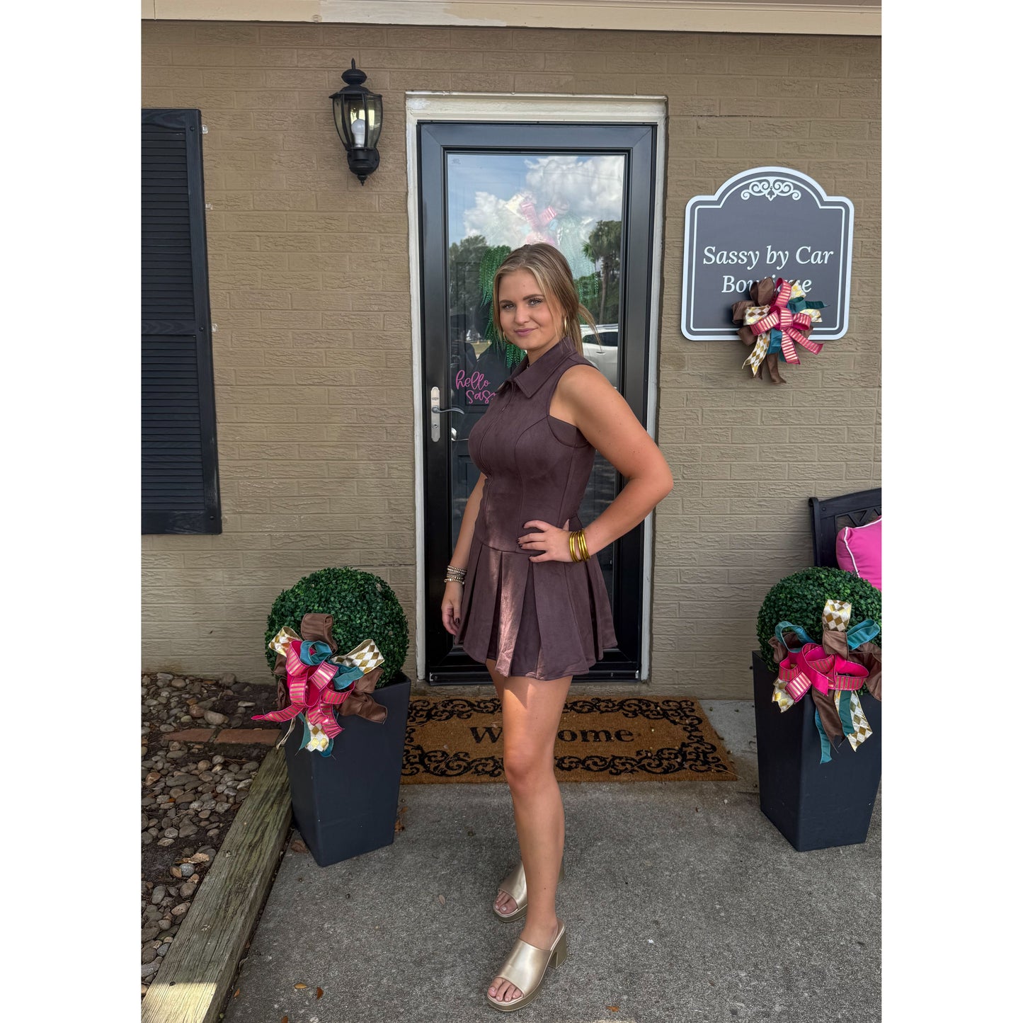 Annie Suede Mini Dress, Chocolate