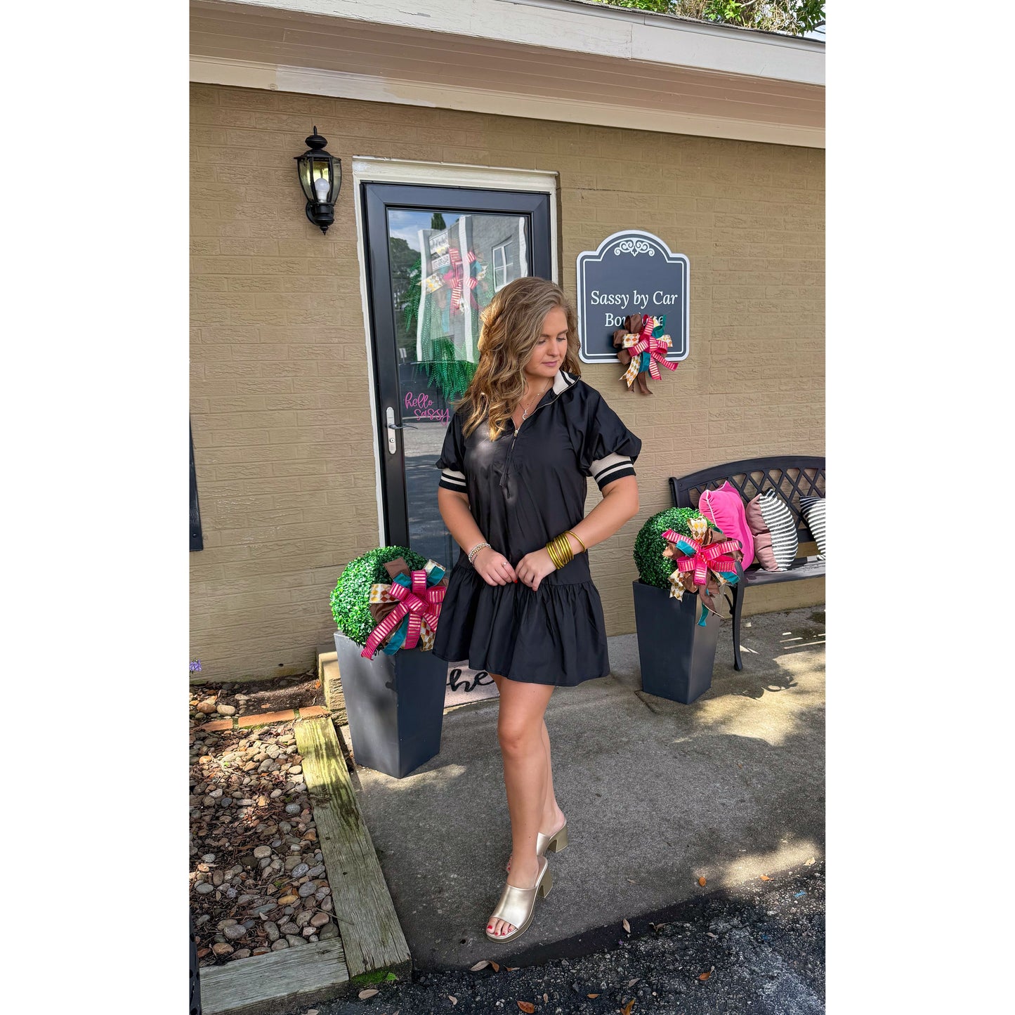 Kenny Mini Dress, Black/Taupe