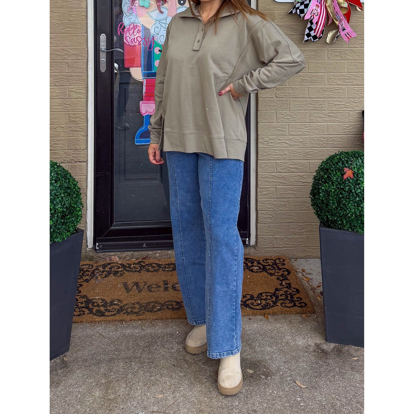 Olive Green Lounge Top