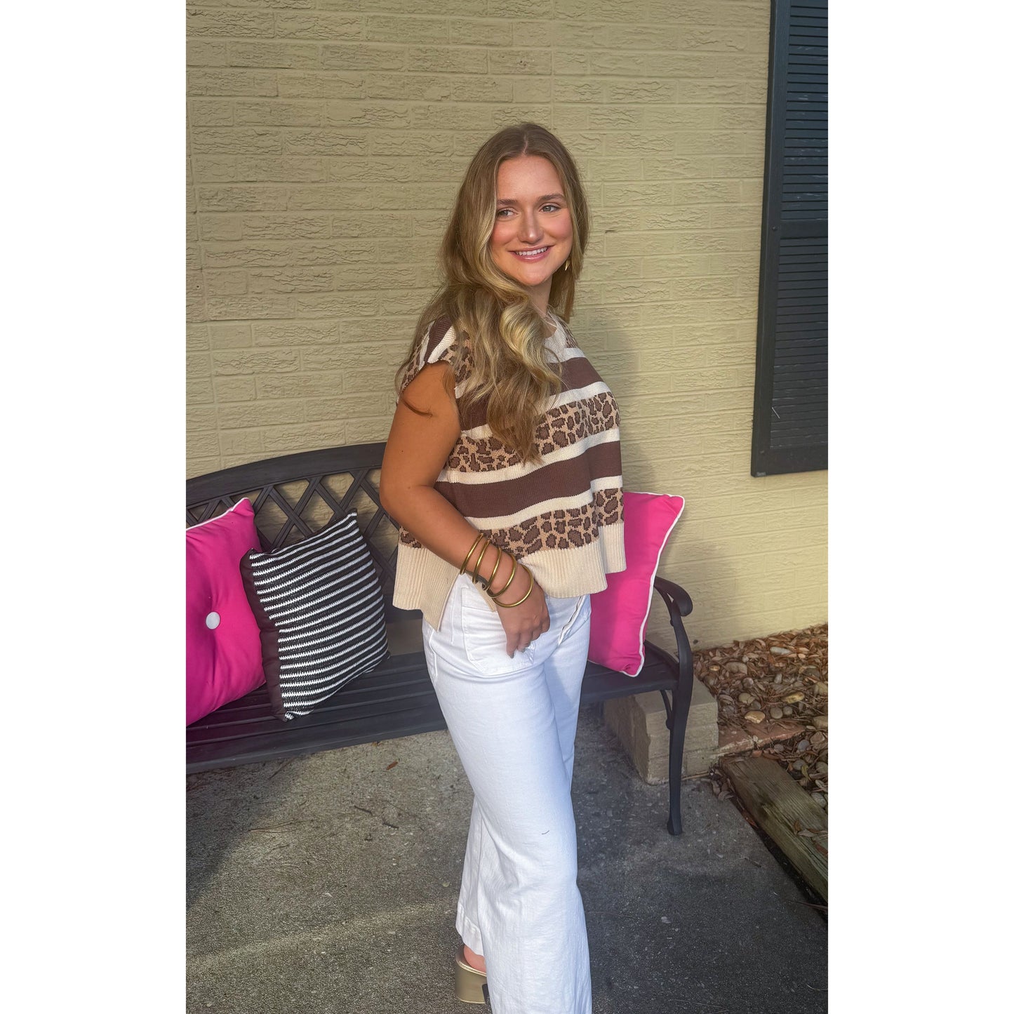 Kennedy Cheetah Top, Taupe Multi
