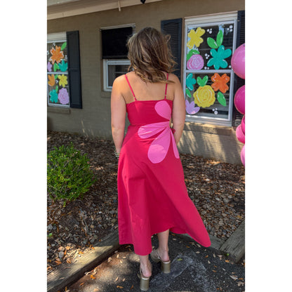 Daisy Midi Dress, Pink/Red