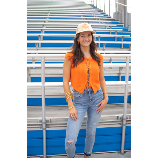 Rowan Front Tie Top, Orange