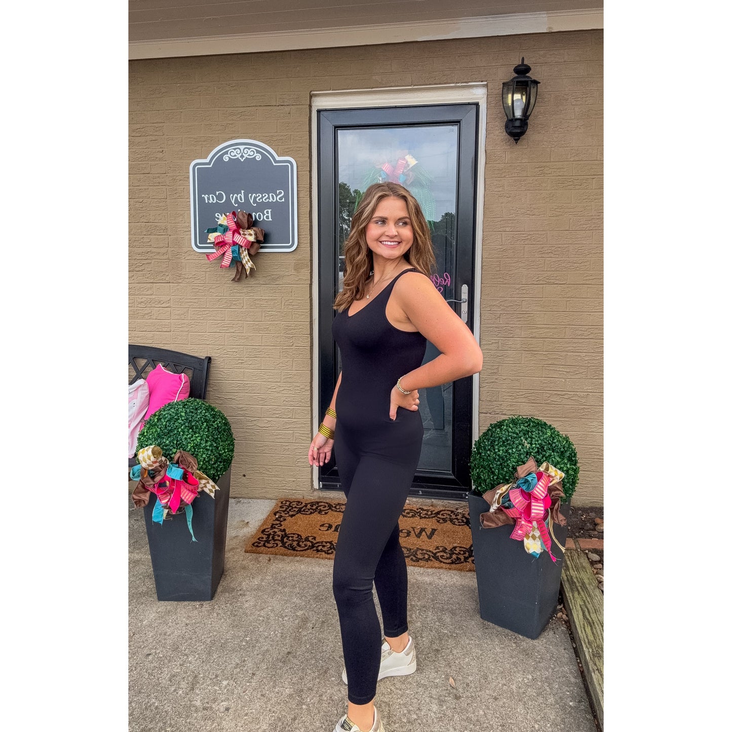 Reversible V-Neck Jumpsuit, Black