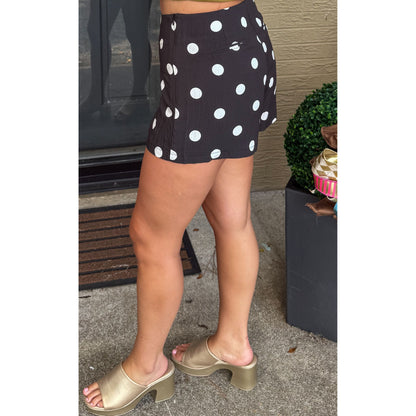 Tatum Polka Dot Shorts, Black/White