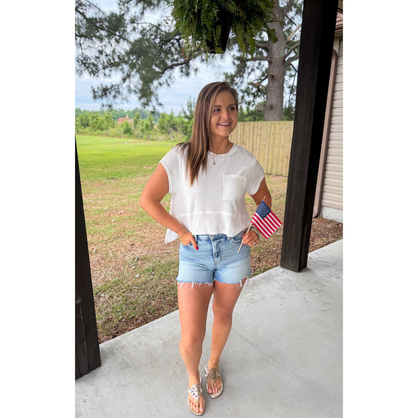 Eloise Detail Top, White