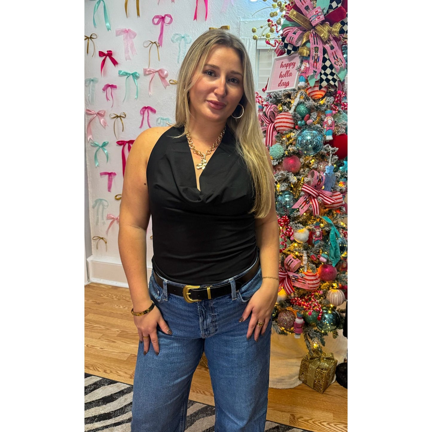 Cameron Halter Top, Black