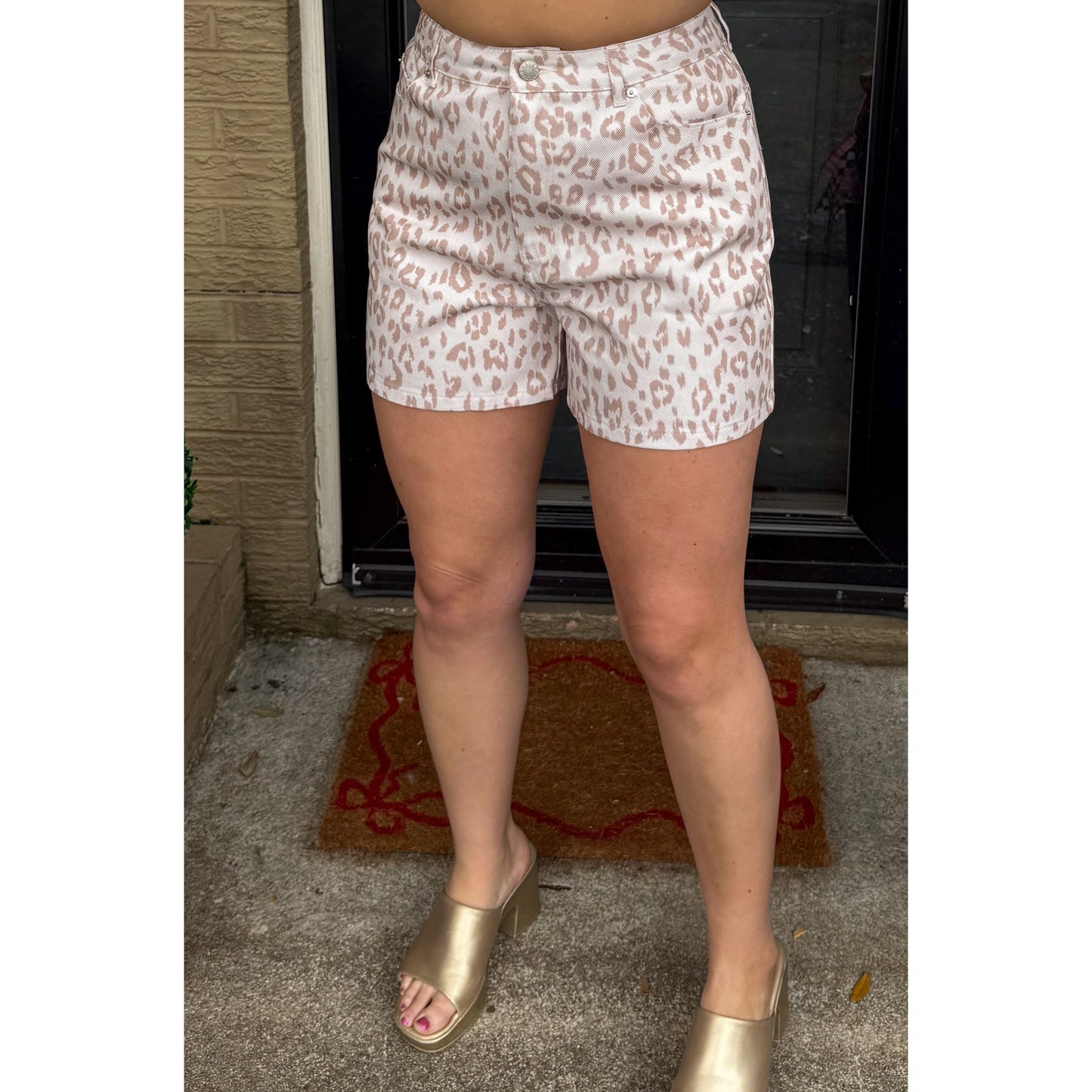 Leopard Denim Shorts