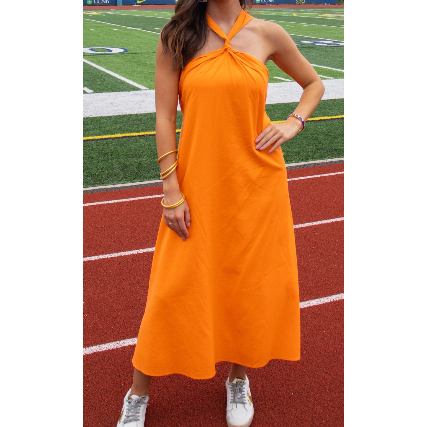 Brynn Halter Midi Dress, Orange