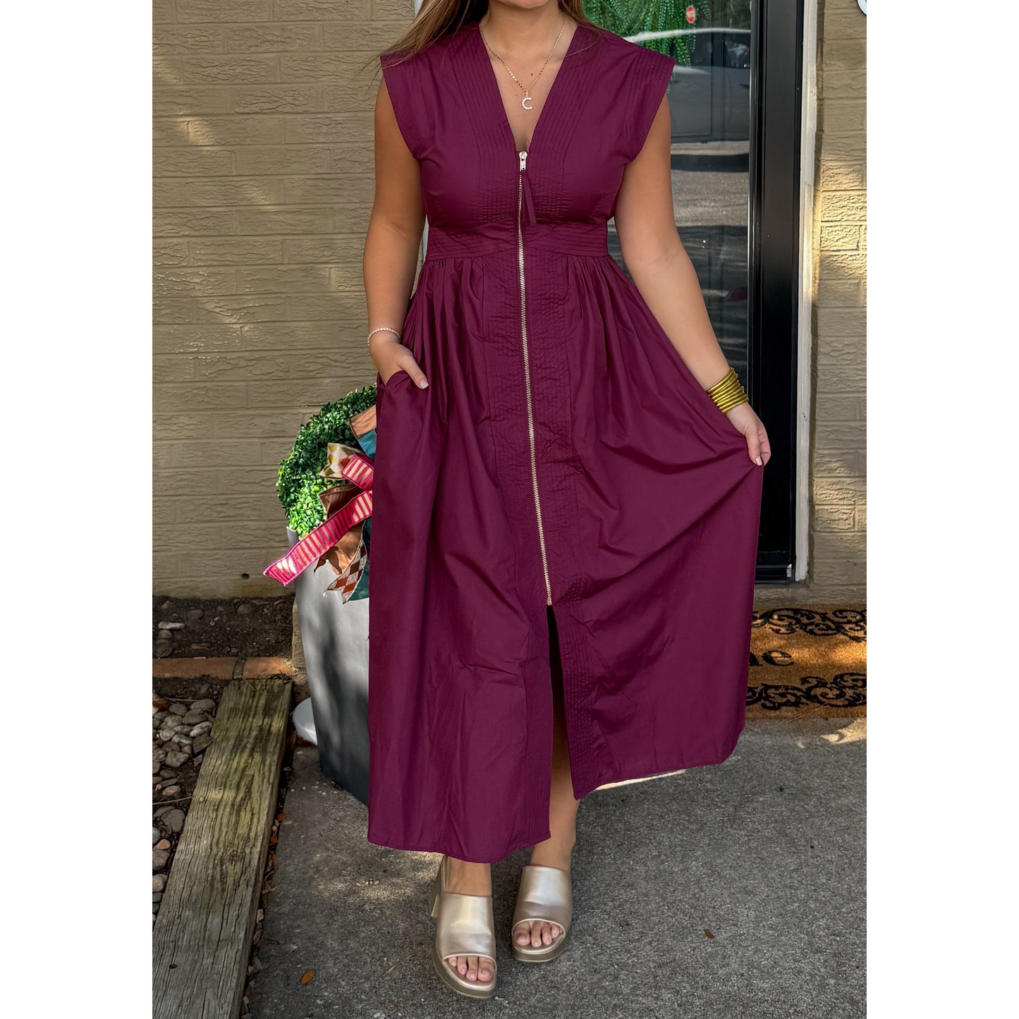 Annie Midi Dress, Burgundy