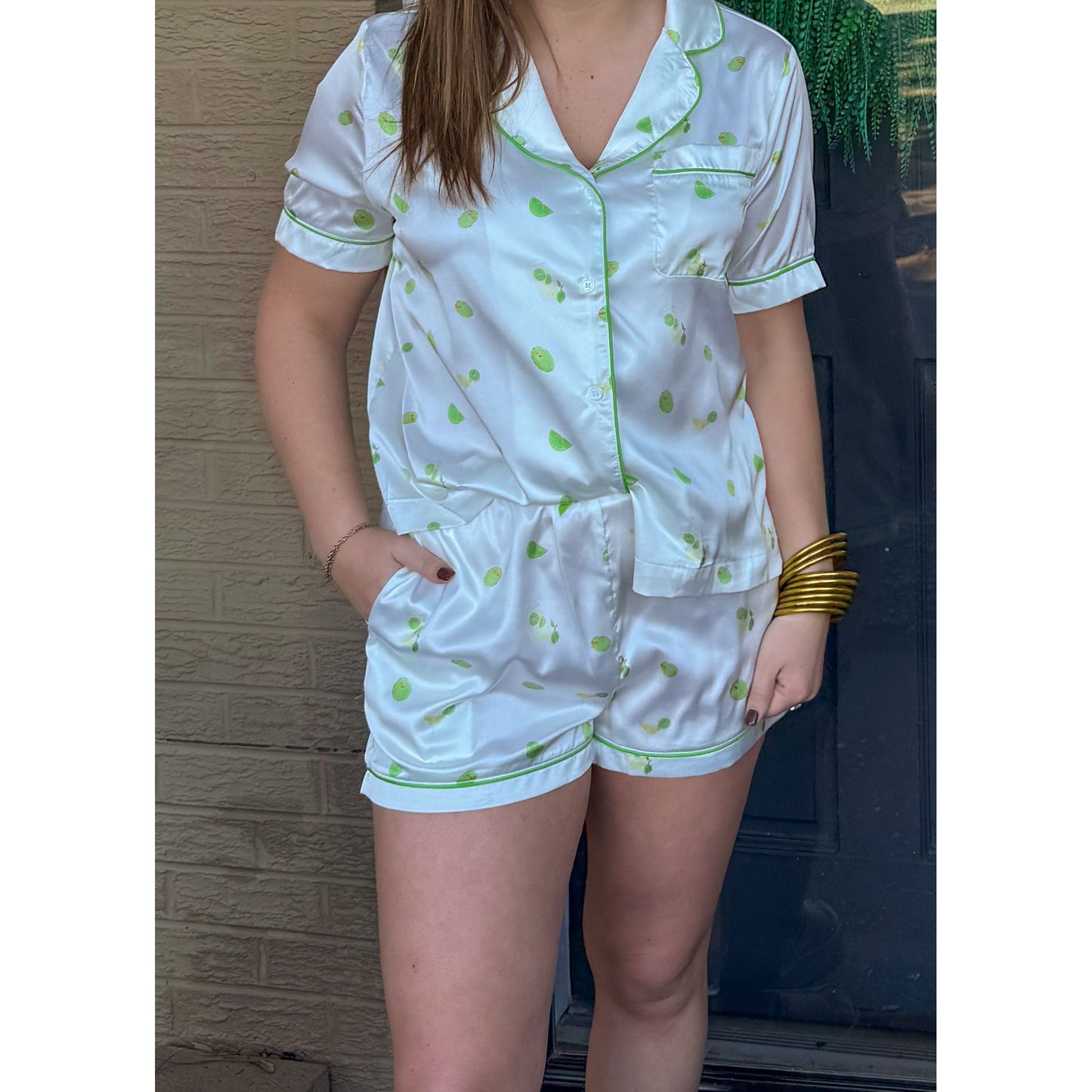 Graphic Detail PJs, Green/White