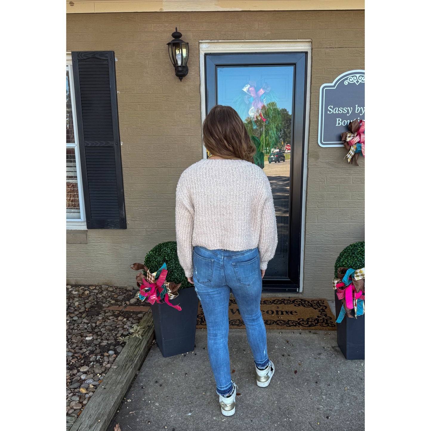 Fuzzy Cardigan, Taupe