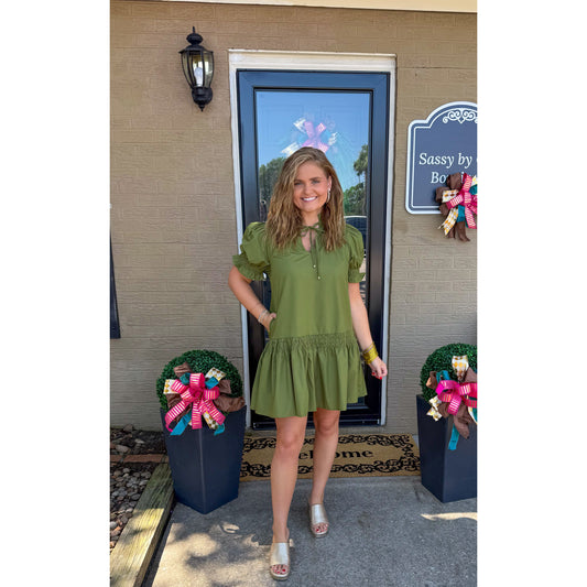Josie Mini Dress, Olive Green