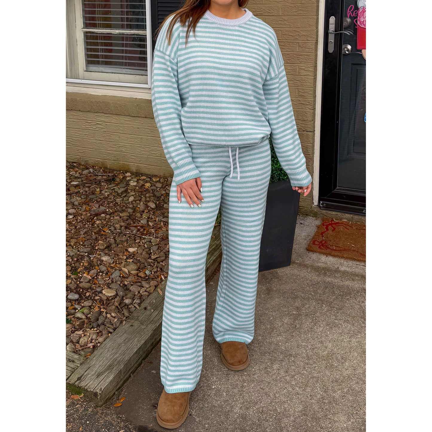 Knit Stripe Lounge Set, Blue Multi