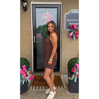 Chocolate Romper Athleisure Dress