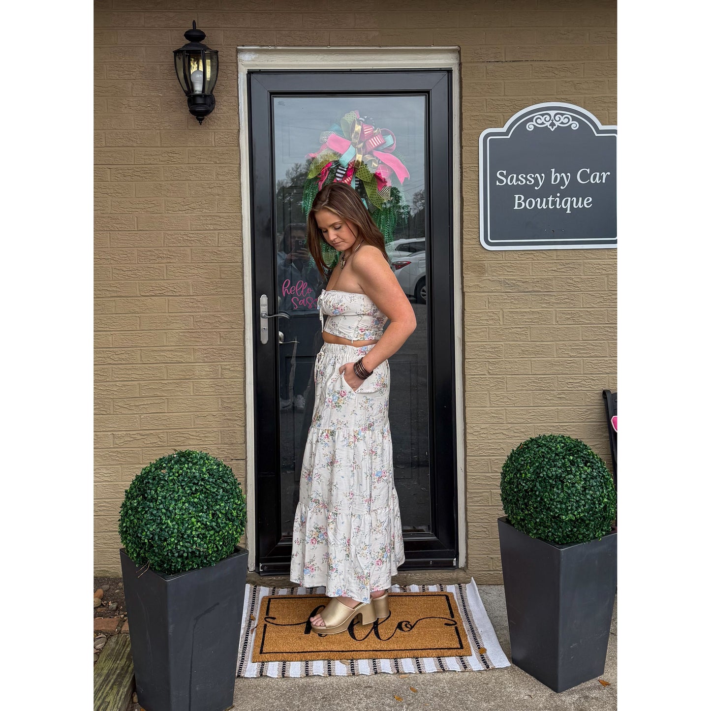 Floral Detail Maxi Skirt Set, Multi