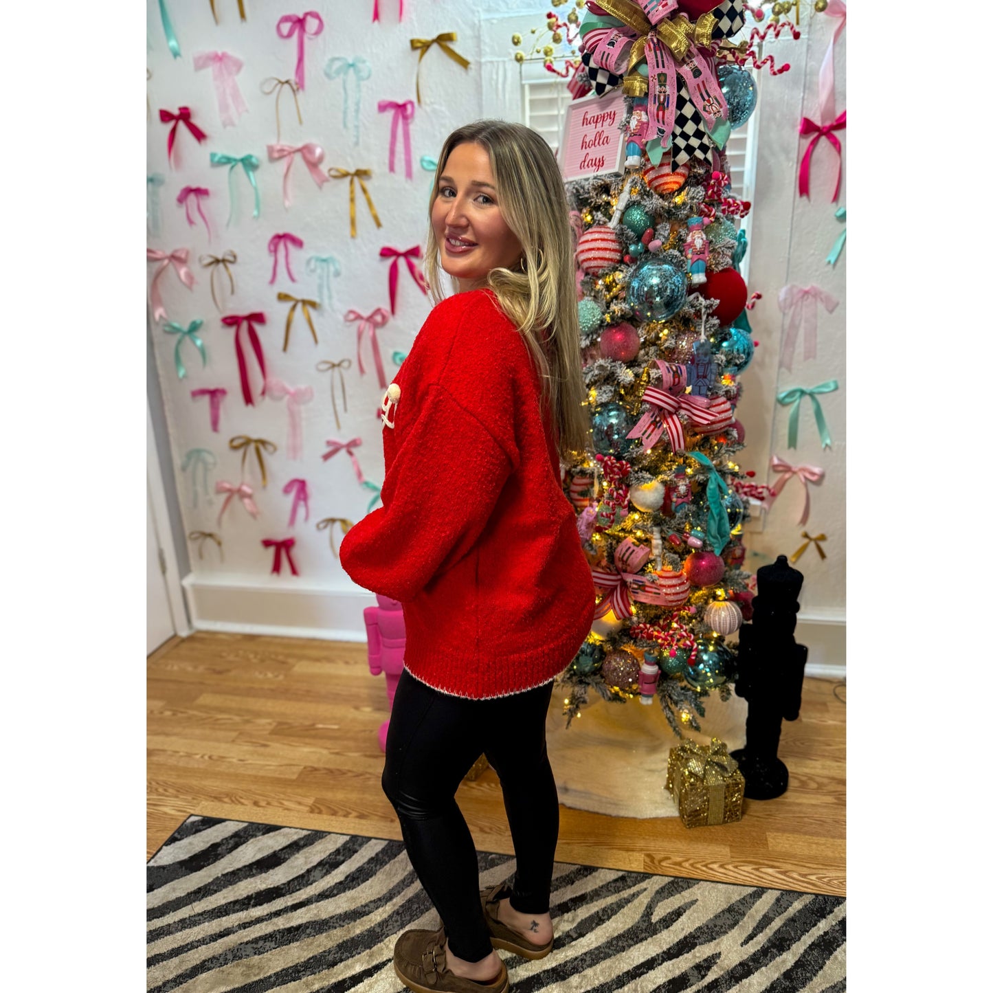 Merry Sweater, Red/Ivory