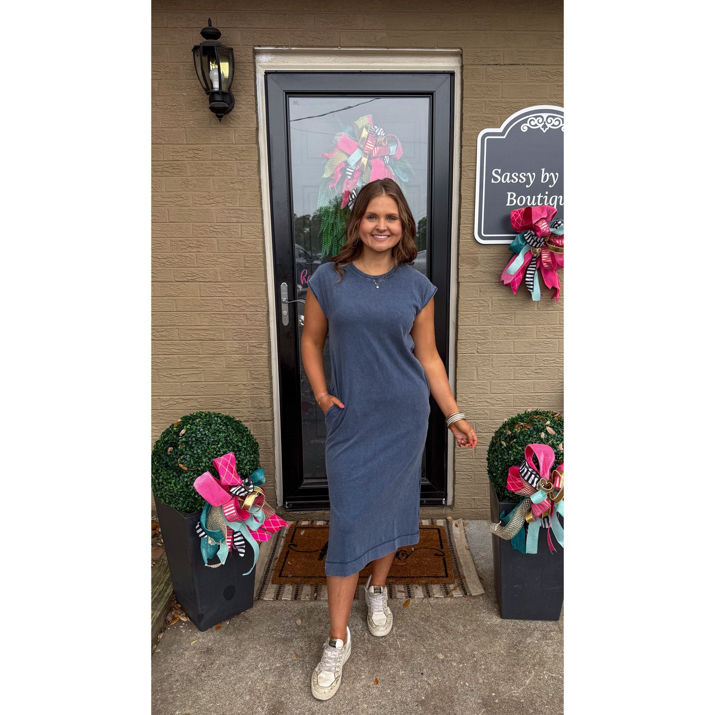 Fable Navy Midi Dress