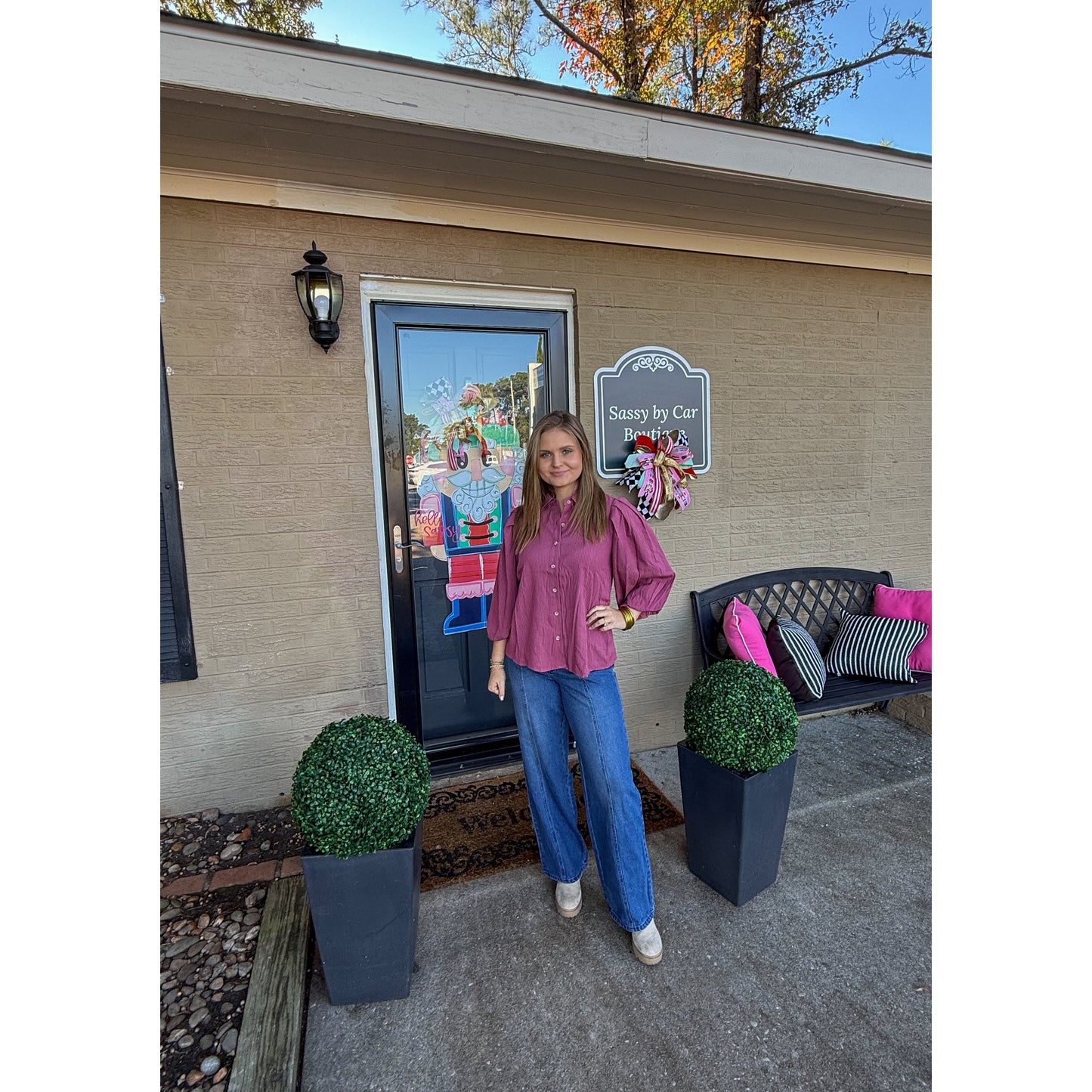 Mabel Detail Blouse, Pink Multi