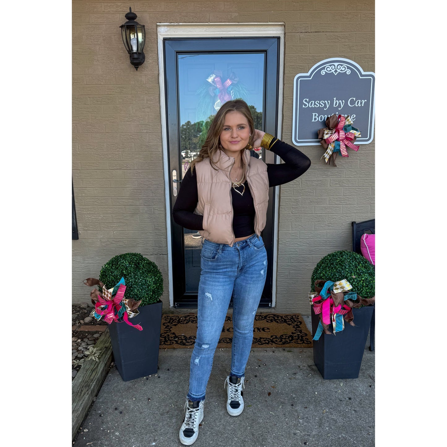 Raelyn Faux Leather Puffer, Mocha