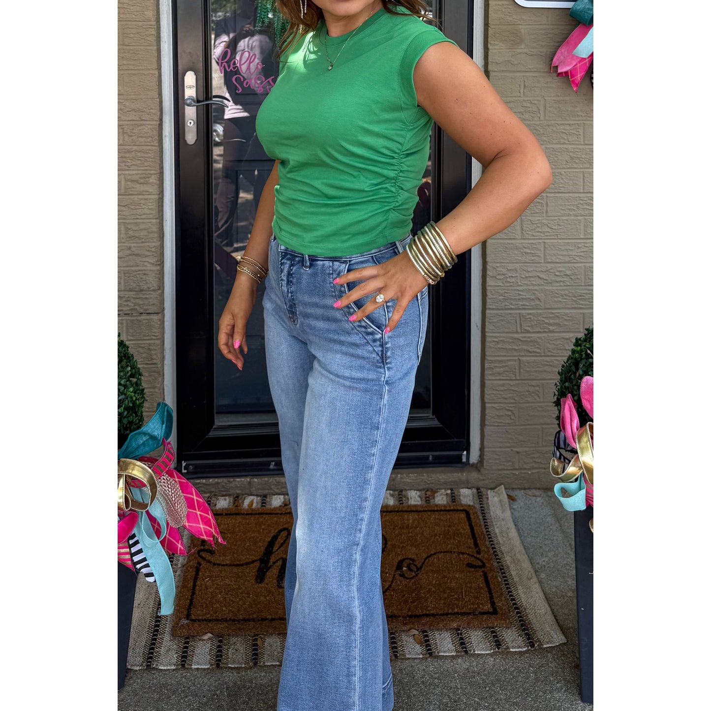 Apple Green Detail Top