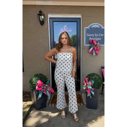 Alex Polka Dot Pants, Cream/Black