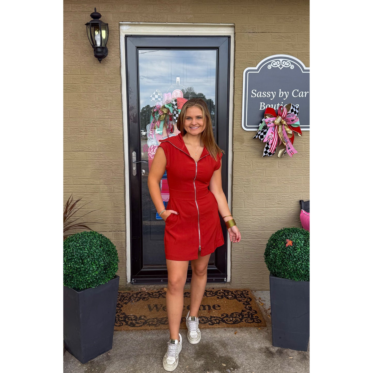 Claire Lounge Mini Dress, Rust