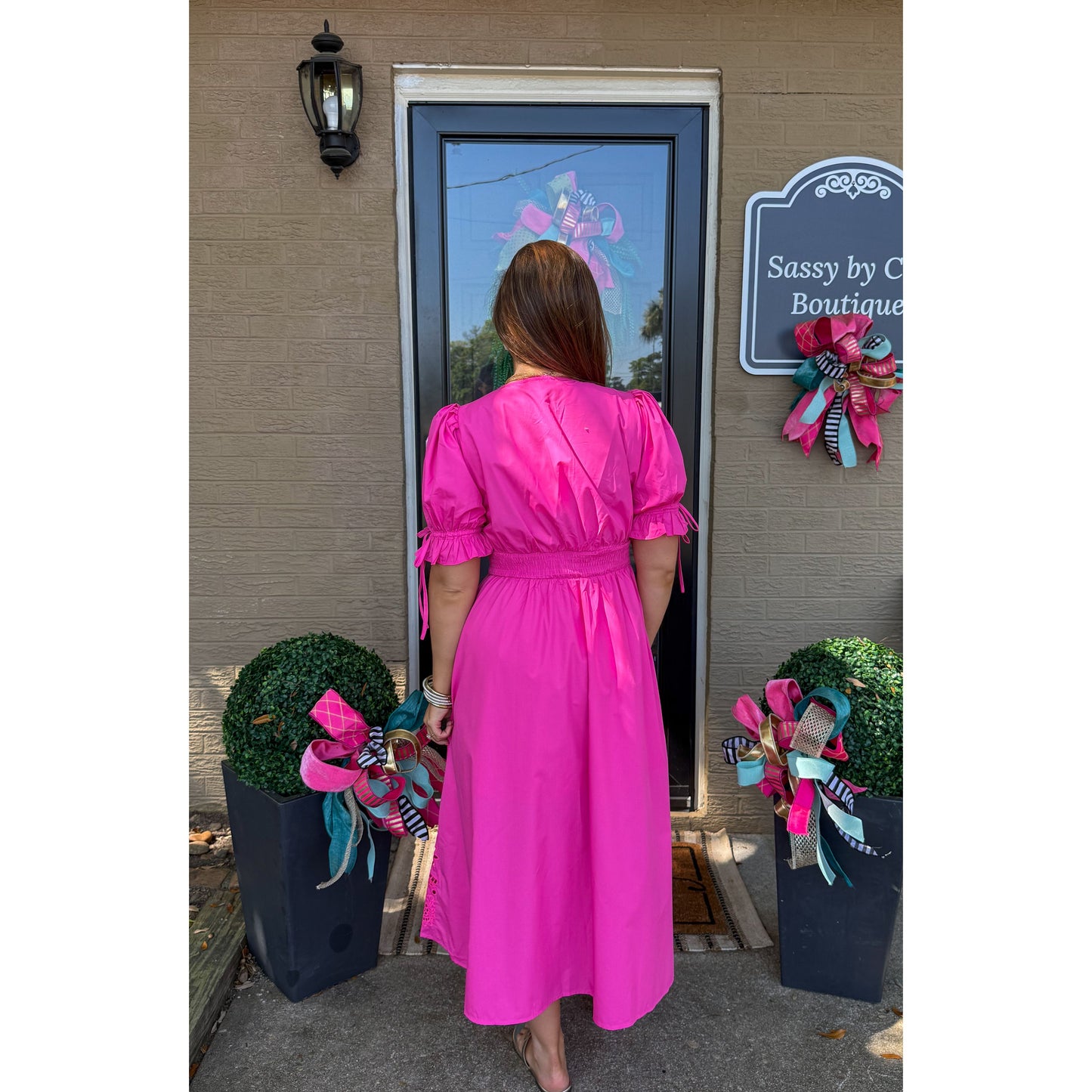 Barbie Girl Detail Dress, Hot Pink