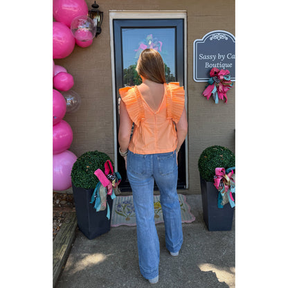 Ruffle Detail Top, Apricot